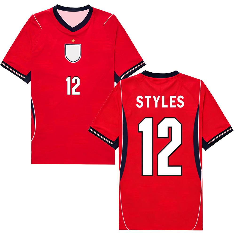 England Soccer Jersey Harrystyles STYLES #12 Women Men T Shirt Breathable Quick Dry Short Sleeve Sports Top Summer Fashion Tees XXS