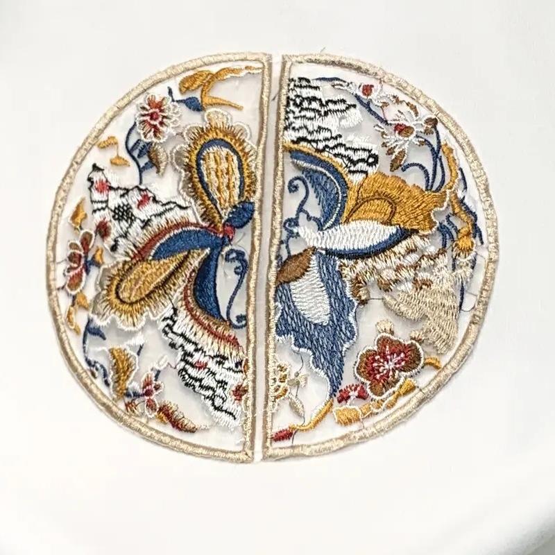 New Chinese Short-sleeved T-shirt for Women's New Round Neck Embroidered Embroidered T-shirt Light Chinese Style Chinese Elements Improved Top