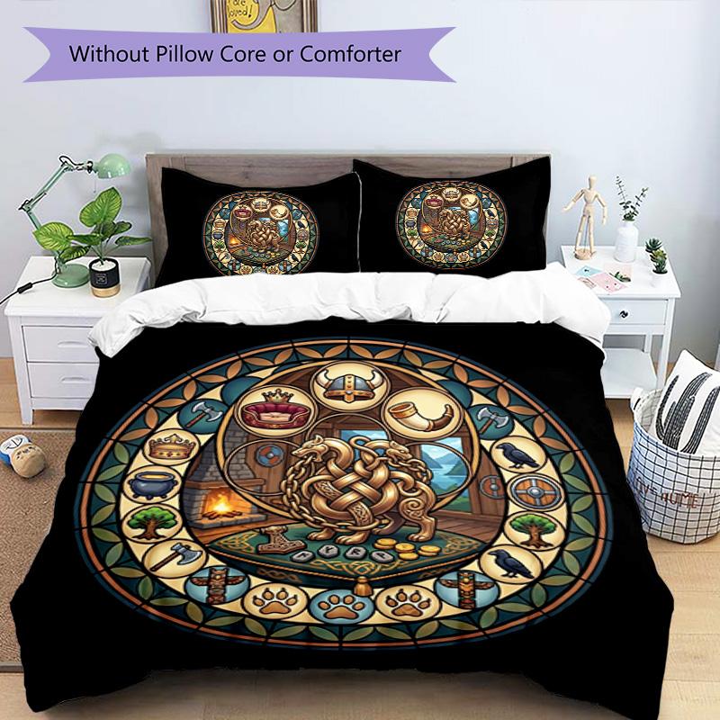 Symbols Glass Pattern Bedding,Quilt Set Quilt Cover Pillowcase Home Birthday Gift (1*duvet cover+2*pillowcase,without core)