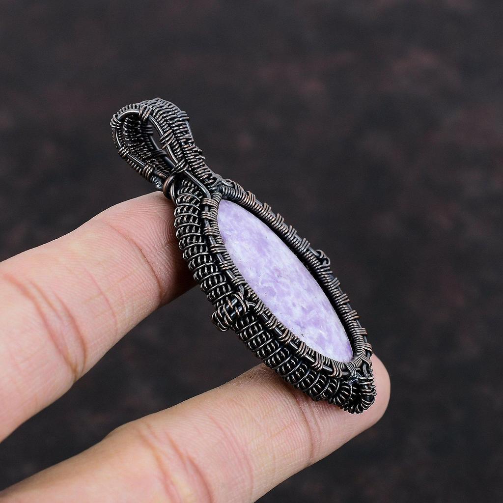 Lepidolite Gemstone Pendant Copper Wire Wrapped Pendant Lepidolite Jewelry Best Design Pendant Gift For Him Copper Jewelry Handmade Pendant