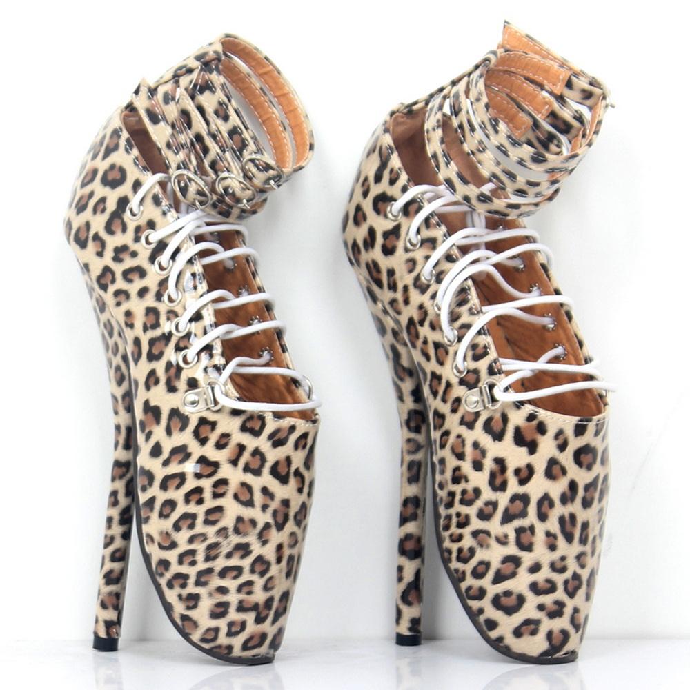 FHC 18CM Baletní vysoké podpatky, Dámské lodičky, Pánské fetišistické crossdressingové boty, Pásky s přezkami u kotníku, Červená, Leopardí, Fialová, Vlastní barvy