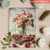 Metal Poster One Piece Romantic Roses Raspberries 3D Visual Effect Wall Art Living Room