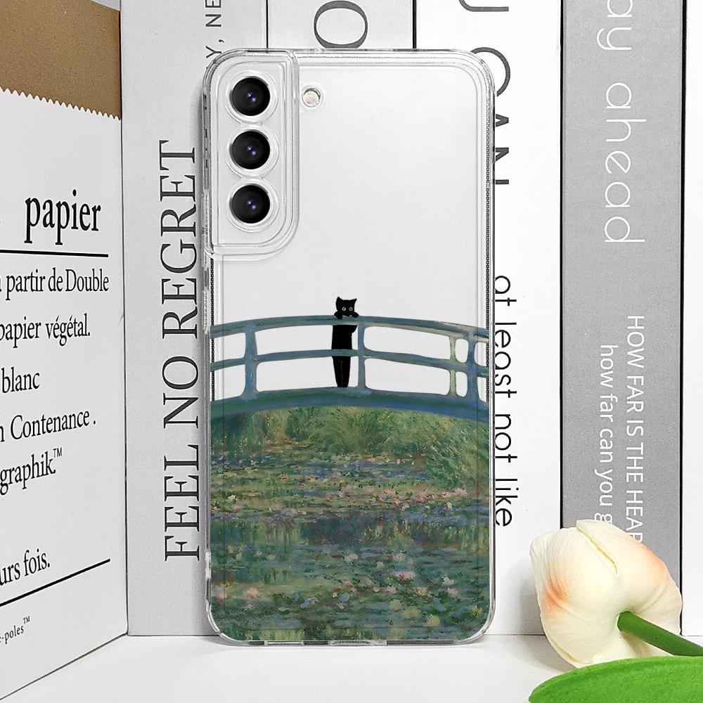 

Vintage Oil Painting Van-Gogh Black Cat Phone Case for Samsung Galaxy A14 A16 A55 A54 A36 A53 A13 A15 A25 5G Scenery Clear Cover Samsung A54 5G