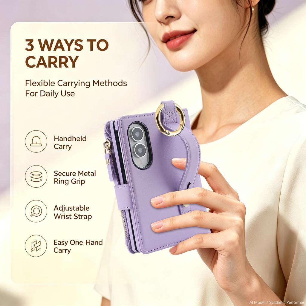 Flip Cards Solt Brieftasche Ringhalter Tasche Lederhülle für Samsung Galaxy Z Fold8 Fold 8 Breite Stoßfest Buchständer Tragbare Hülle
