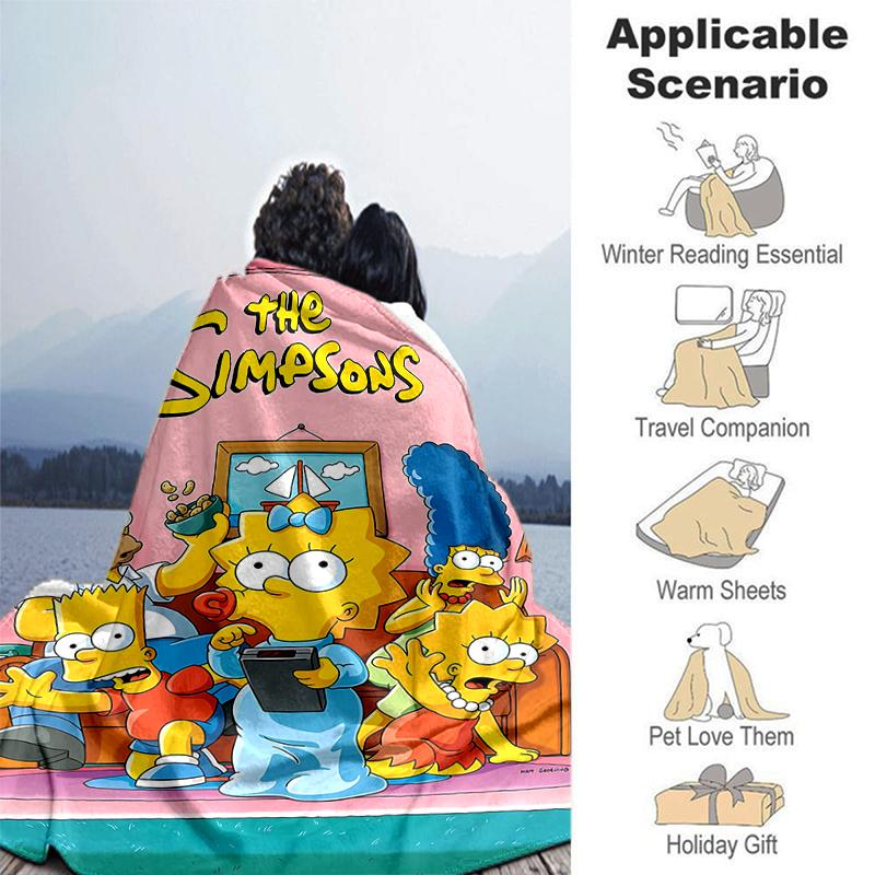 1Pc Simpsons Family Blanket Soft And Comfortable Casual Warm Camping Travel Christmas Halloween Gift M921759
