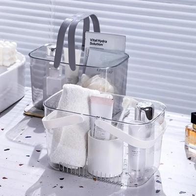 PET Bathroom Storage Basket Household Plastic High Beauty Light Luxury Hollow Asphalt Sailor Carrying Transparent Sundry Storage