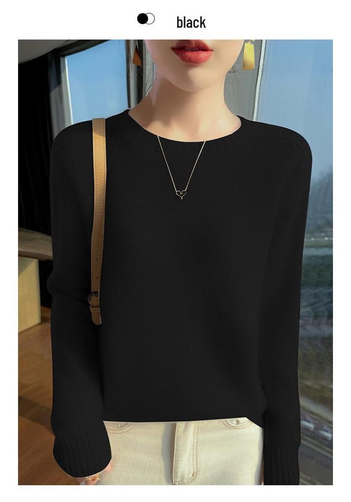 Women's Thickened Round Neck Cashmere Sweater - Autumn/Winter Loose Knit Pullover