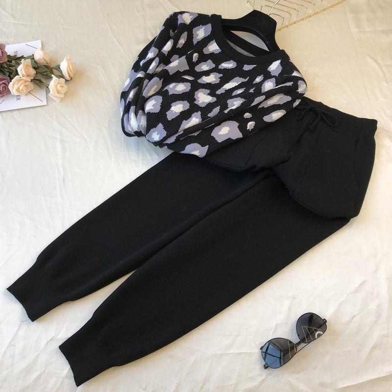 Women Suits Sets Autumn Winter Pullover Sweater Pants Thickened Top Sweatshirt Longs Pants Two-piece Oversize 2PC Suit