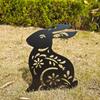 Rabbit Garden Statue Metal Rabbit Statue Yard Stake Rabbit Stake Easter Yard Art Black Animal Art Lawn Garden Silhouette Outdoor