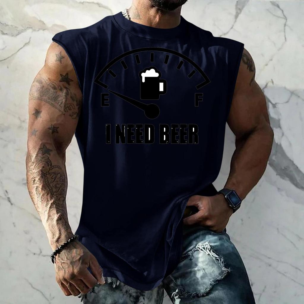 Men's Loose Fit Sleeveless Tank Top Casual Streetwear Printed Muscle Shirt Summer Outdoor Sportswear