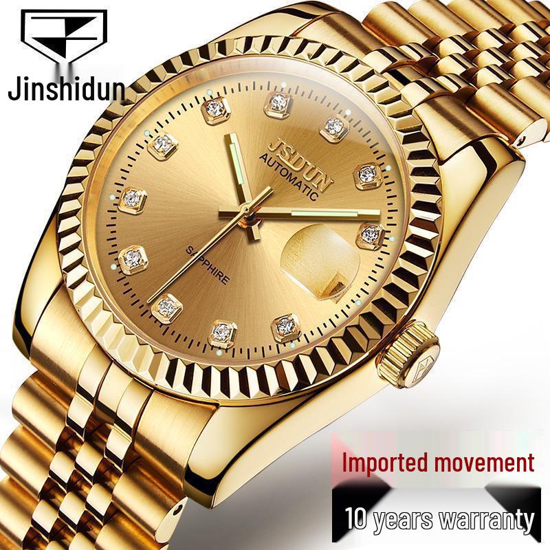 

Мужские золотые автоматические водонепроницаемые механические часы Jinshidun Tycoon