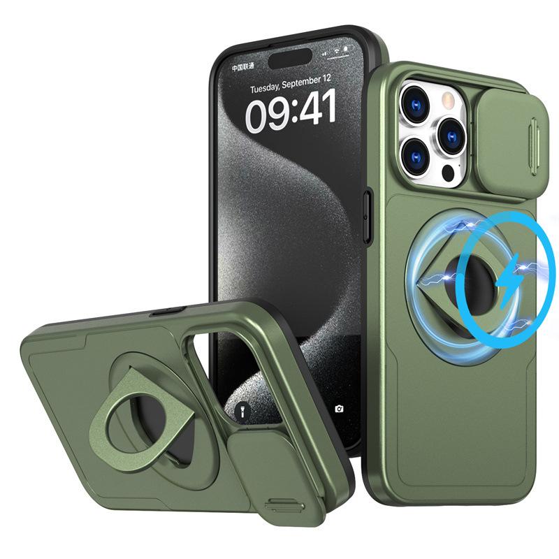 Applicable to iPhone17ProMax extraordinary hidden armor mobile phone case Apple 16Pro magnetic suction 15 bracket 14 anti-drop cover