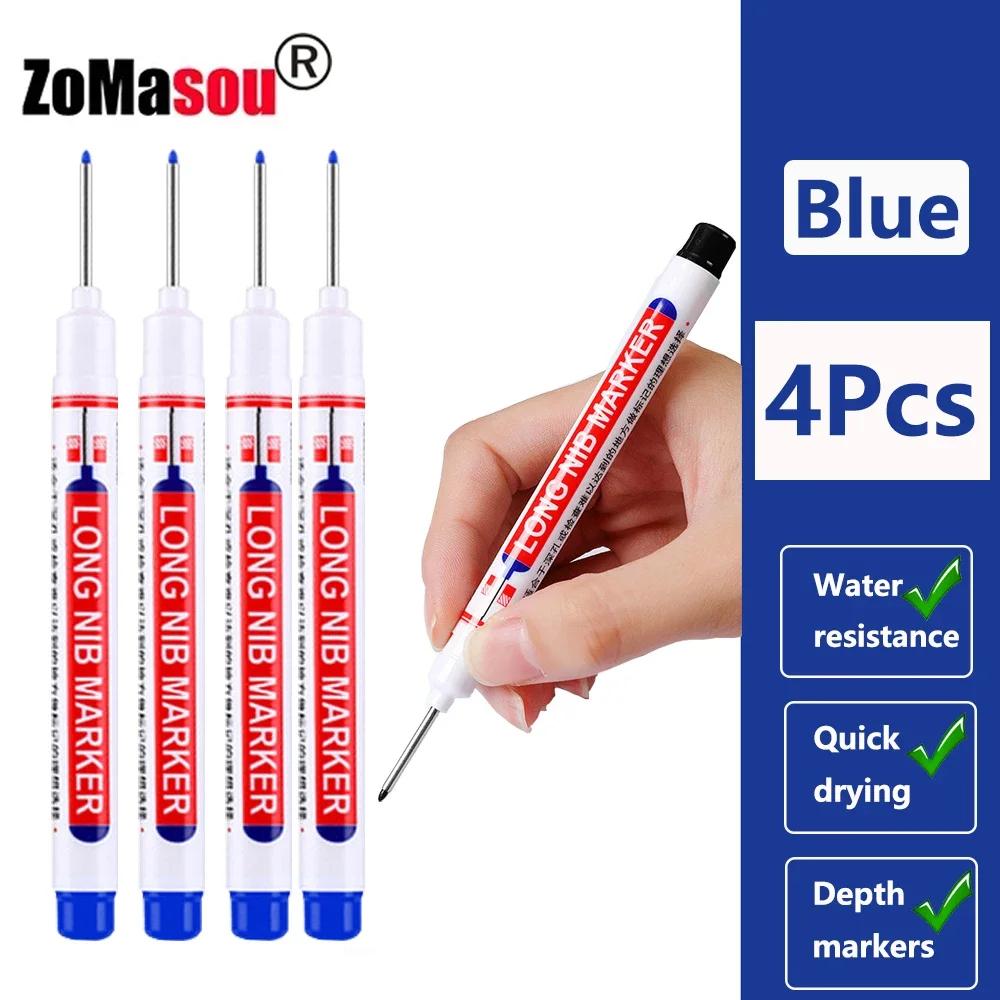 1/8/40/80Pcs Long Head Markers Pen Multi-purpose for Woodworking Tile Decoration Deep Hole Marker Pens Red/Black/Blue/Green Ink