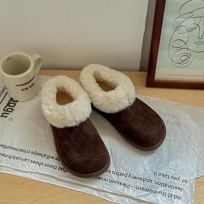 

Женские зимние теплые нескользящие спортивные хлопковые ботинки большого размера с меховой отделкой и мягкой подошвой, меховой подкладкой до щиколотки 40 темно-коричневого