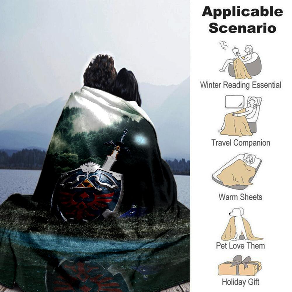 Sword Shield Mist Flannel Blanket Super Soft Warm Cozy Blanket For Sofa Bed Office Travel Allseason Home Decor Gift