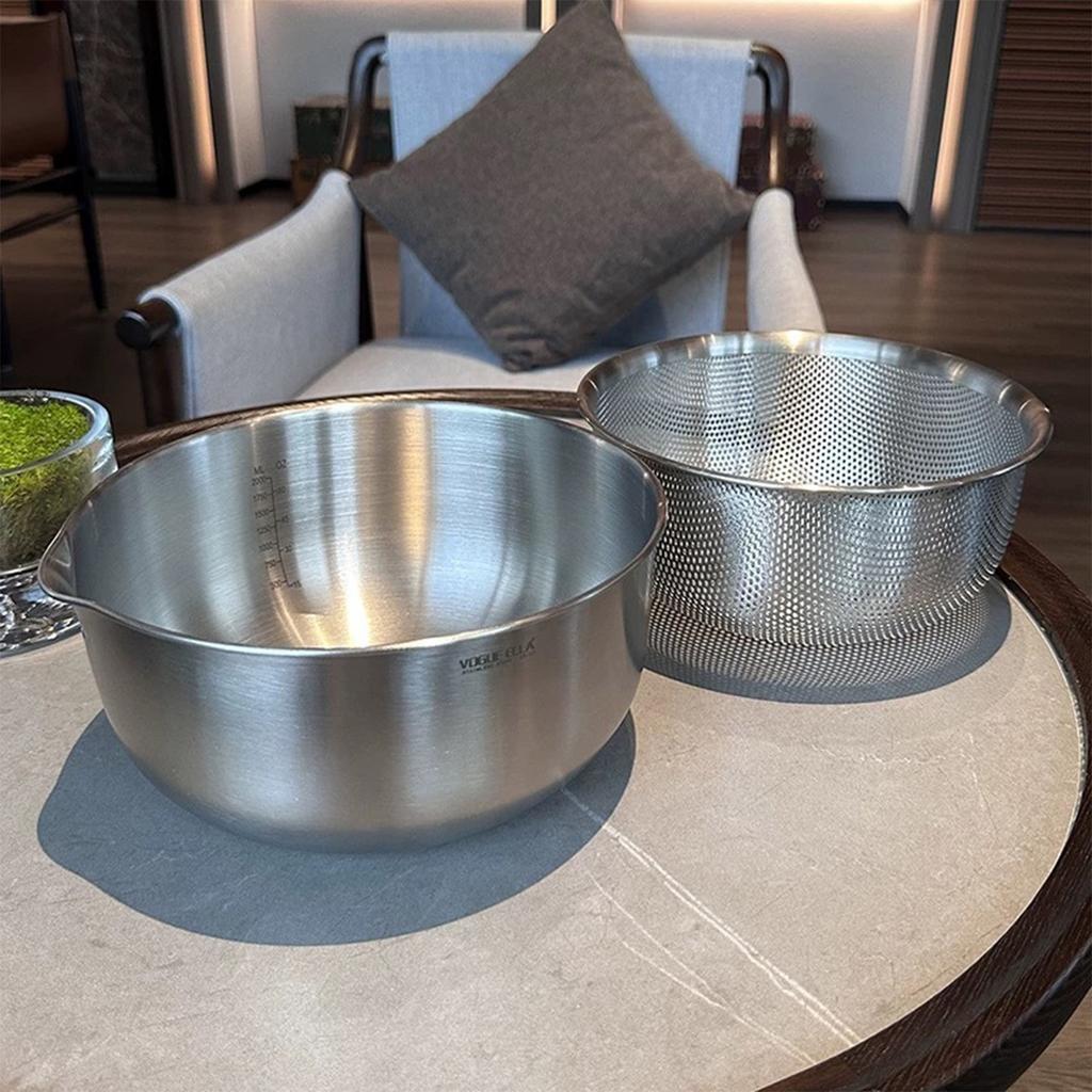 304 Stainless Steel Drainer Basket, Multi-Function Kitchen Tools for Vegetables, Fruits and Rice