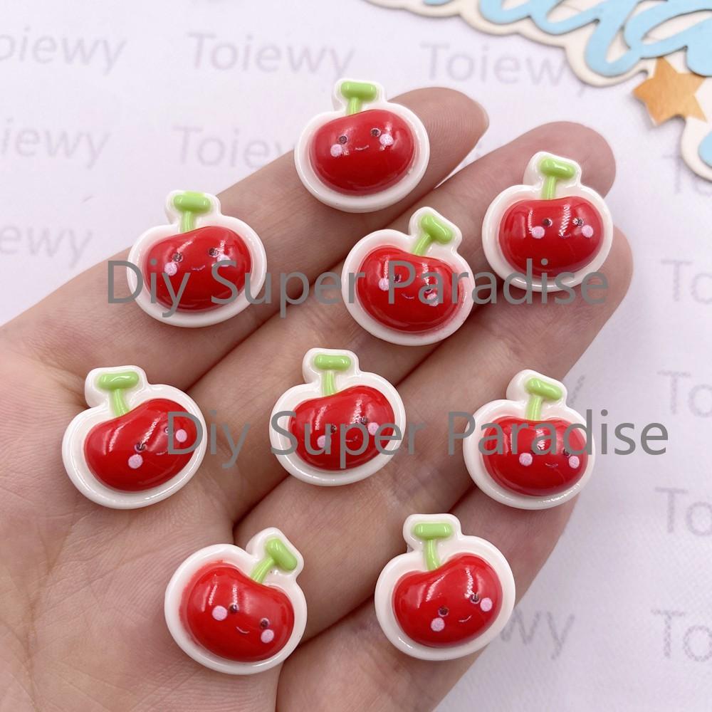 24pcs Colorful Kawaii Cartoon Bowknort Red Cherry Flat Back Stone DIY Wedding Bow Jewelry Applique Home Decor Crafts Accessories