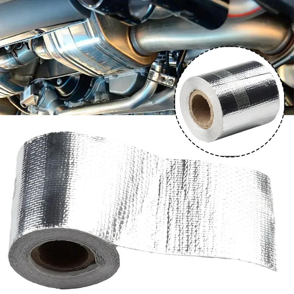 High Temperature Resistant Exhaust Pipe Insulation Tape Fiberglass Aluminum Foil Tape 1 Roll Of Car Heat Protection Foil Film