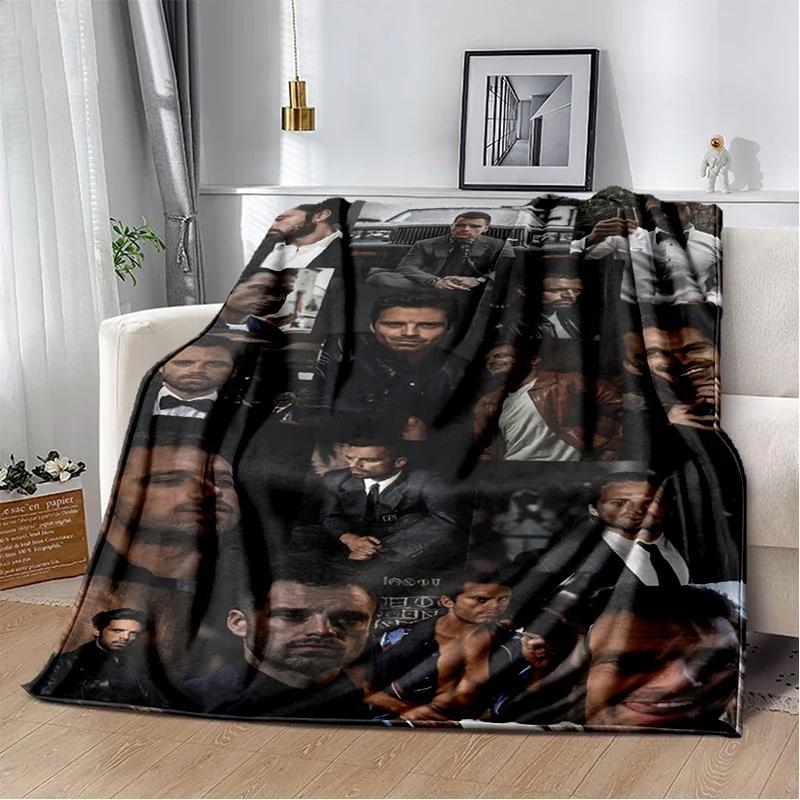 3D Sebastian Stan Handsome Actro Soft Flannel Blanket for Bed Bedroom Sofa Picnic,Throw Blanket for Cover Office Gift Kids