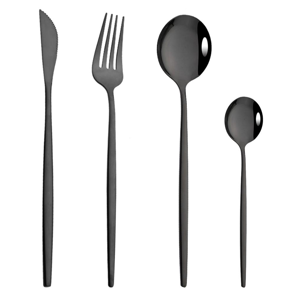 Rose Gold Mirror Cutlery Set Fruit Forks Spoons Dessert Knives Wedding Dinnerware Stainless Steel Flatware Dinner Tableware Set