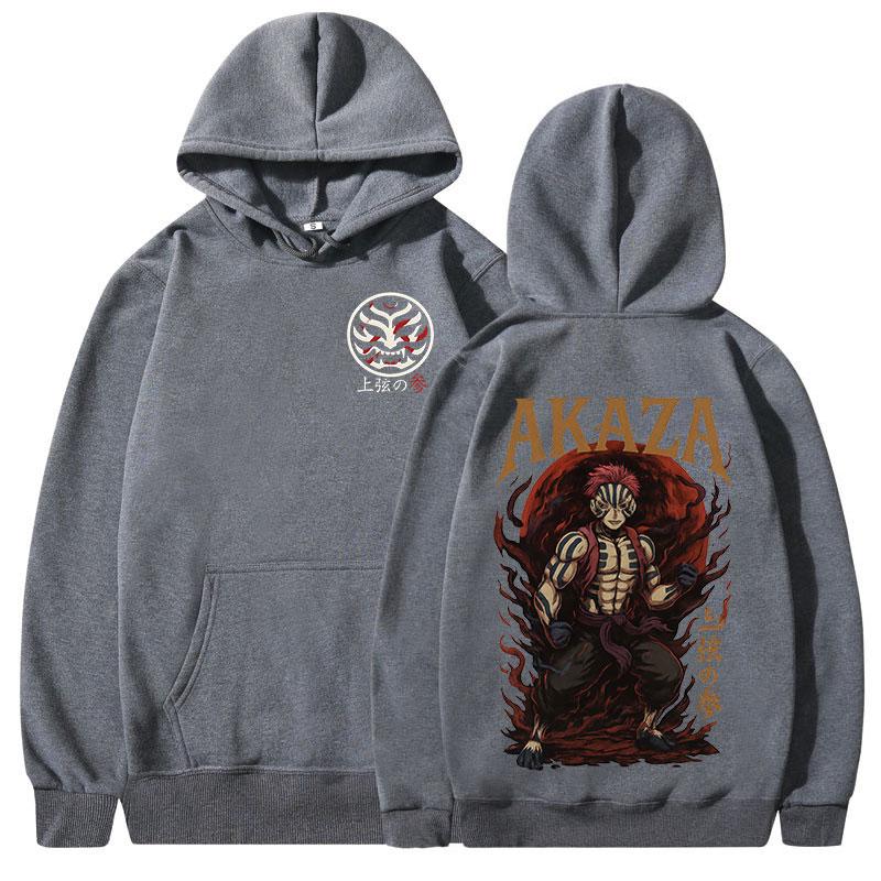 Akaza Anime Hoodies Japanese Manga Graphic Print Sweatshirts Men Women Casual Oversized Long Sleeves Fleece Pullovers Streetwear