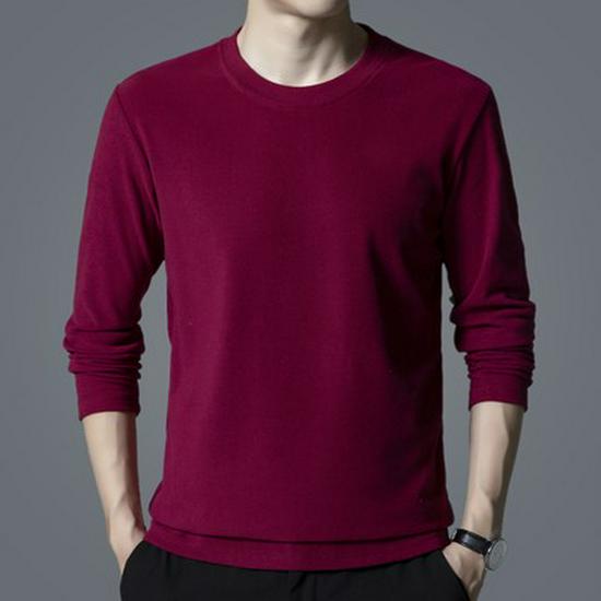 Woodpecker Men's Double-Brushed Long Sleeve Semi-High Collar Top for Autumn/Spring