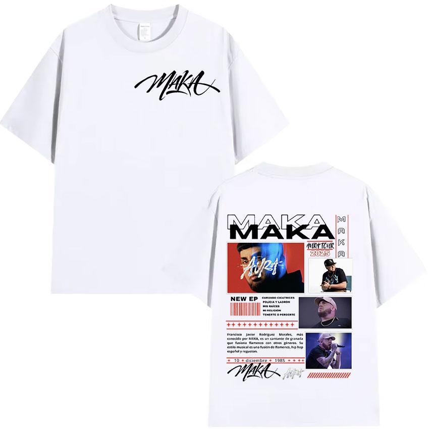 Maka Aura Tour 2025 Album Print T Shirts Mens Hip Hop Retro Style Short Sleeve Tshirt Rap Unisex Gothic Clothing Cotton Tshirt