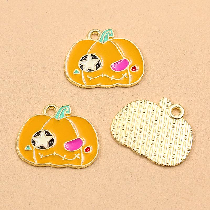 DIY Halloween Alloy Jewelry Charms: KC Gold Drip Oil Bat, Pumpkin, Ghost Pendants