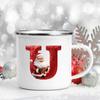 26 Letter Santa Claus Printed Enamel Cup Milk Juiice Coffee Cup Mug Best Christmas Gift For Family Friends