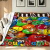 1PC M&M's Custom Name Patterned Flannel Blanket Suitable For All Seasons for Home Decor Warmth and Comfort Gifts Holiday Present