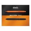 RHODIA Script Mehrfarb-Kugelschreiber - 2-farbig (Schwarz Rot) & 0,5 mm Mechanischer Bleistift, Aluminiumkörper, Drehmechanismus, Orange