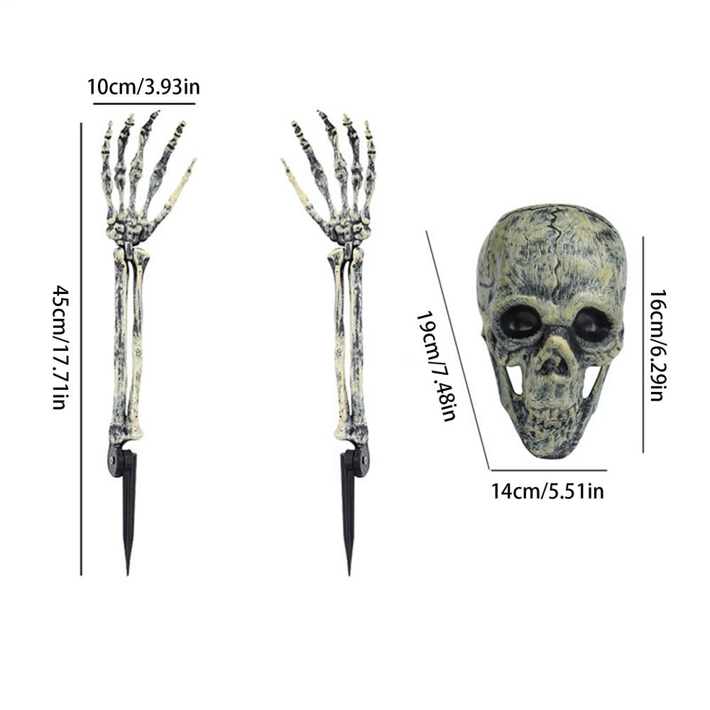 

3pcs Halloween Outdoor Skeleton Decor Realistic Skull Ornaments Props Skeleton Coming Out Of Ground Ground Breaker Skeleton