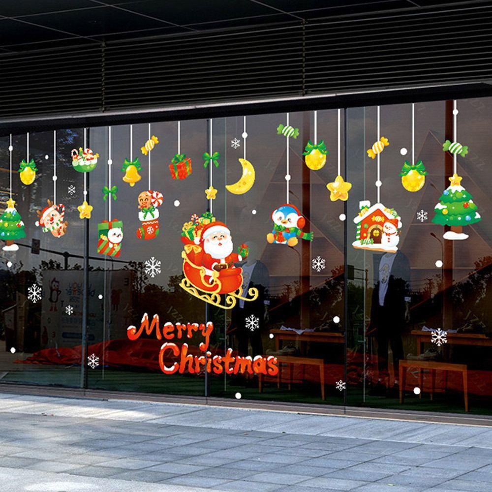 New Year Xmas Wall Sticker Snowflake Santa Claus Elk Glass Decal Gift Window Sticker  Home Decor