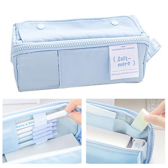 Pouzdro na tužky Velkokapacitní oboustranné pouzdro na tužku ve tvaru tofu Multifunkční úložiště pro psací potřeby a kosmetiku