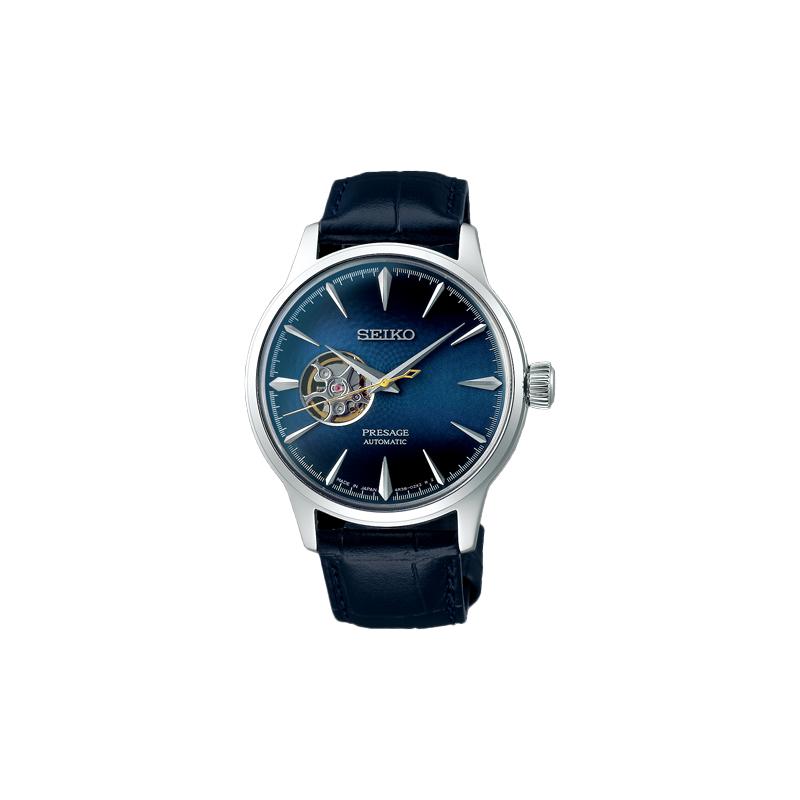 

SEIKO Presage series Japanese and Korean fashion men s mechanical watch Automatic cowhide strap men s watch blue dial SARY155