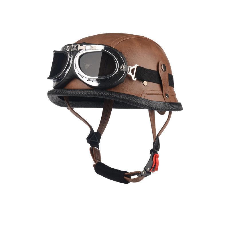 Pedal German Steel Helmet Cruise Retro Half Helmet Harley Men Motorcycle Helmet Motorcycle Floating Helmet Soldier Steel Helmet Leather Helmet
