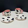 Creative And Cute Hand-Painted Cow Pattern Ceramic Cup And Saucer Hand-Squeezed Irregular Coffee Cup And Saucer Afternoon Tea Cup And Saucer Set