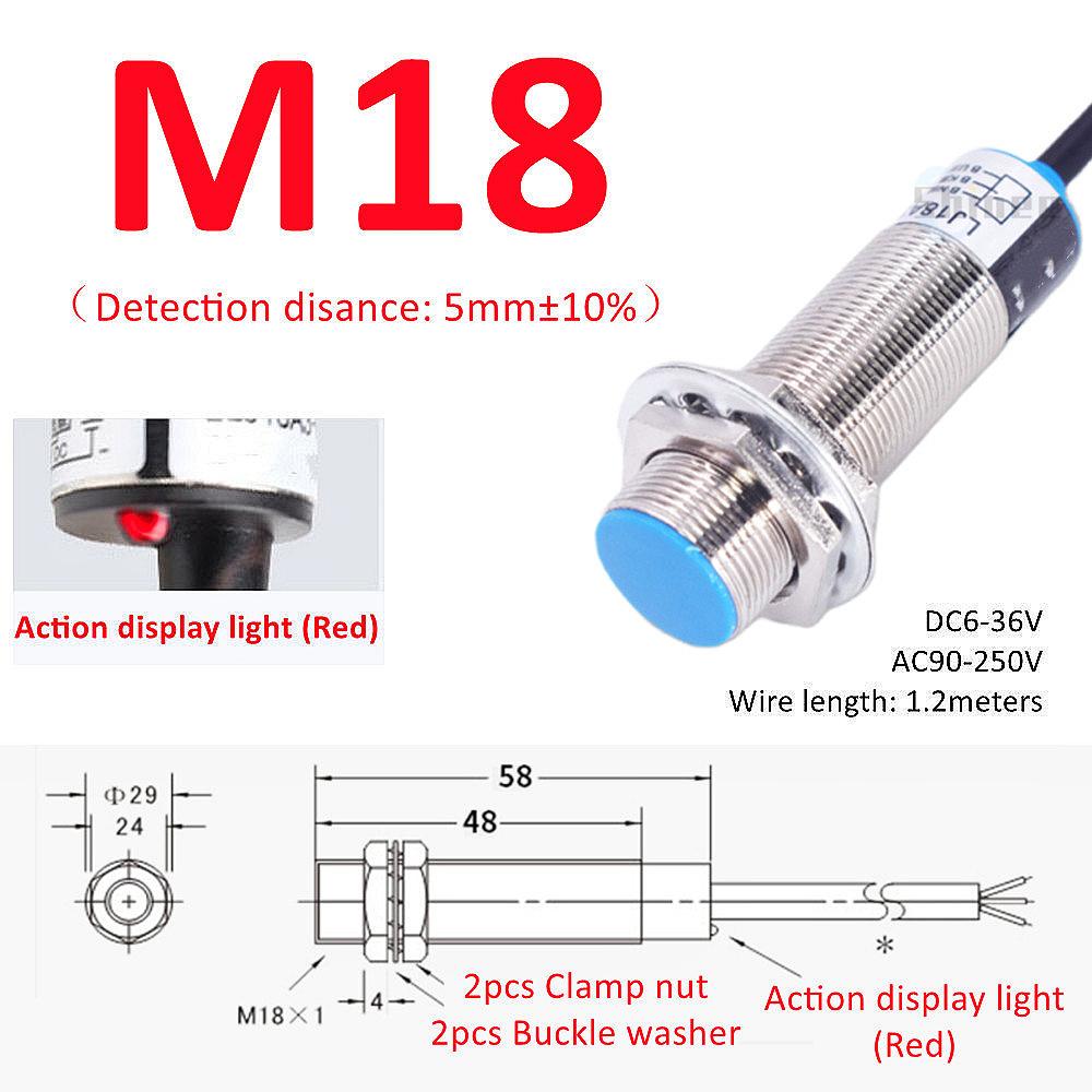 Blue Proximity Switch Inductive Proximity Sensor Detection Switch NPN/PNP NO NC 1-15mm Detection Distance Metal Sensor Switches