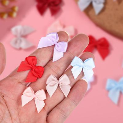 NUOBESTY 180 Stück Mini-Satin-Schleifen Mehrfarbige Band-Schleifen Näh-Applikationen DIY Handwerk Haarklammer Herstellung Geschenkverpackung Scrapbooking Dekoration