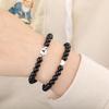 26-Letter Faux Agate Black Beaded Bracelet – Unisex Fashion Jewelry