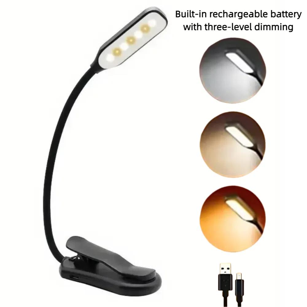 2025 New LED Reading Lamp No Harm To Eyes With Clip Bedside Lamp Portable Three-Speed Dimming Piano Score Lamp Night lighting
