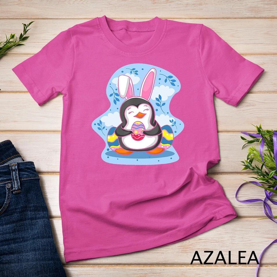 Easter Penguin Holding Egg Cute Bunny Ears Penguin Lover T-Shirt Unisex T-shirt 2 3XL