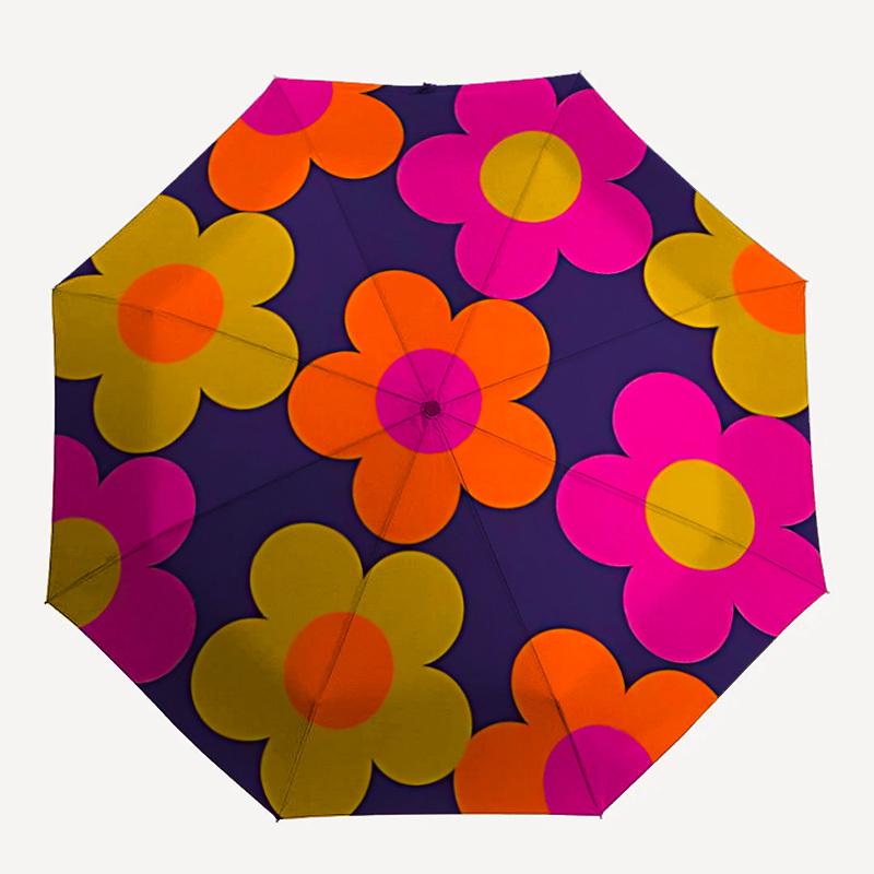 1pc Flower Pattern Automatic Open/Close Umbrella, Windproof, Folding Compact Umbrella with Lightweight Design for Women/Men163