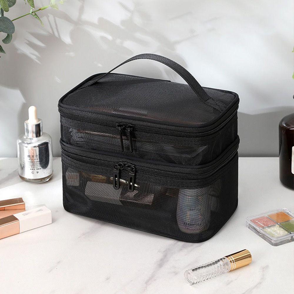 Transparent Mesh Travel Cosmetic Bag Makeup and Toiletries Kit Storage Bag Make Up Organizer Bag