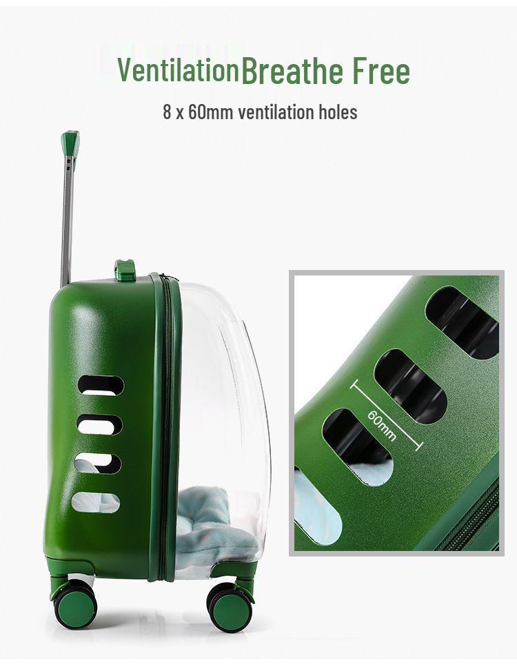 Transparent Pet Travel Suitcase & Stroller - Double-Layer, Airline-Approved for Cats & Dogs.