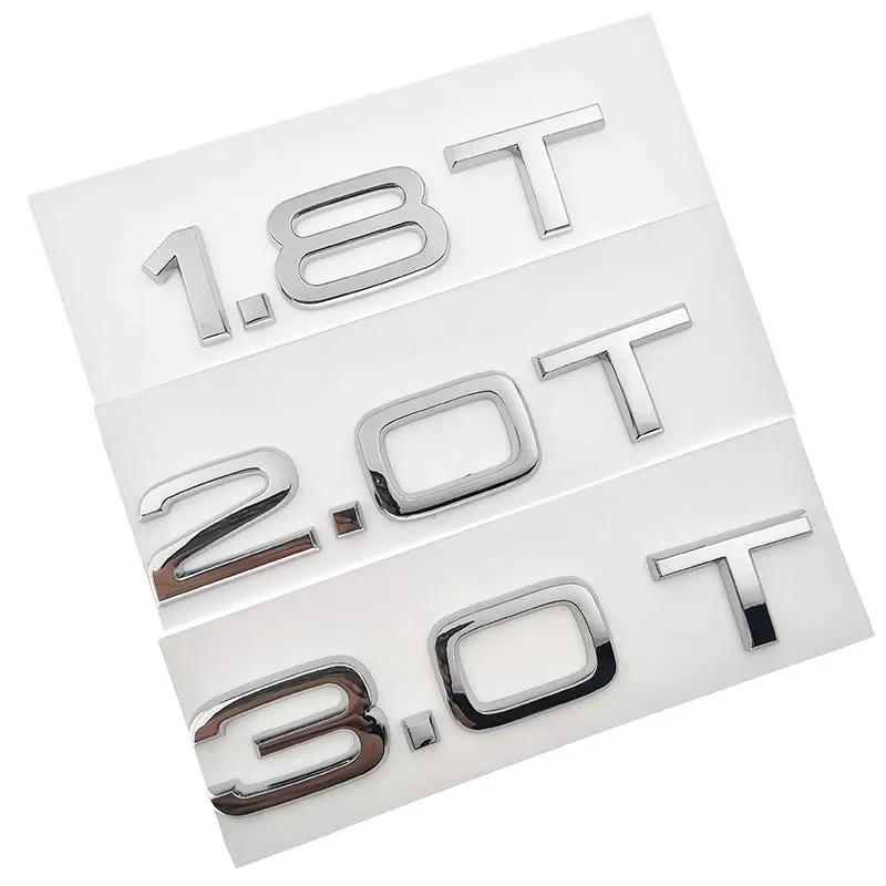 For Audi RS3 Letter Number Chrome Emblem for Audi Car Trunk Discharge Capacity Badge Sticker 1.8T 2.0T 3.0T 3.2 3.6 4.2 A3 A5 A7 A4L A6L A8L