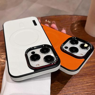 Luxury Solid Color Leather Wireless Charging for Magsafe Case for iPhone 16 15 14 13 12 Pro Max Magnetic Matte Shockproof Phone Cover