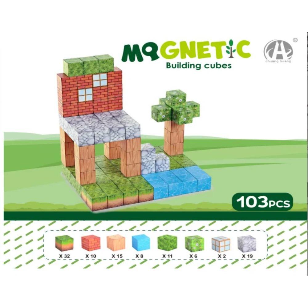 DIY Magnetic Building Blocks World Magnet Cube Set for Boy Girl Kid Trees House Models Children Gifts Sensory Toys Free Building