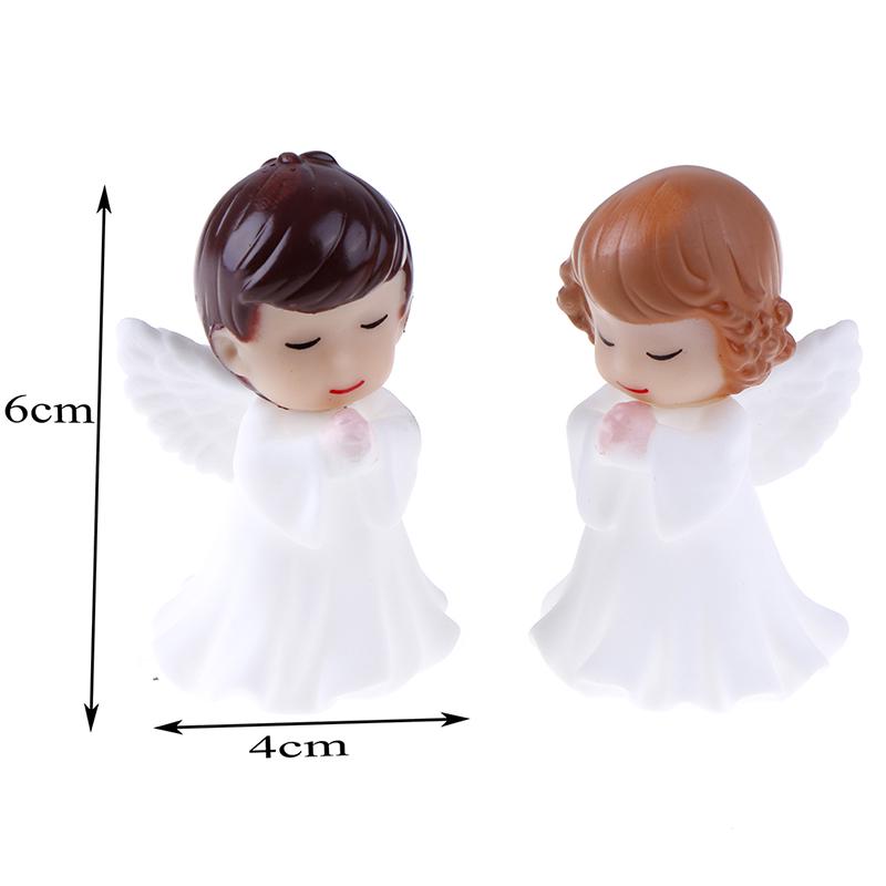 2Pcs Angels Figurines Miniature Well Sculpture Ornament Decoration For Cake