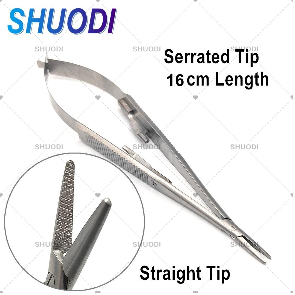 

Стоматологический ортодонтический хирургический лигатурный пинцет, держатель иглы Castroviejo, тонкая ручка с клювом и замком, инструменты для стоматолога 1 piece 16cm F